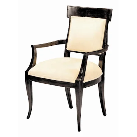 Directoire Arm Chair with Upholstered Accent on Seat Back